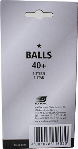 Топки за тенис на маса Sunflex One Star Balls White - Опаковка от 6 топки за пинг-понг - Пластмасови 40+ Тренировъчни топки за тенис - Топки за напреднал в играта тенис на маса