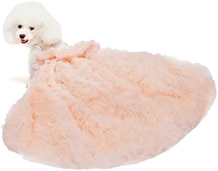Дантелено рокля със Златни пайети за кучета, Пола-пакетче Принцеса за малки и Средни Момичета, Рожден Ден на Домашни