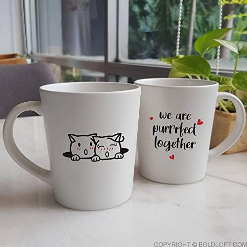 BoldLoft Ние Мурлыкаем заедно Котешки Чаши за Кафе, за двойка-Котка Чаши за любителите на котки, Подаръци за кошачью