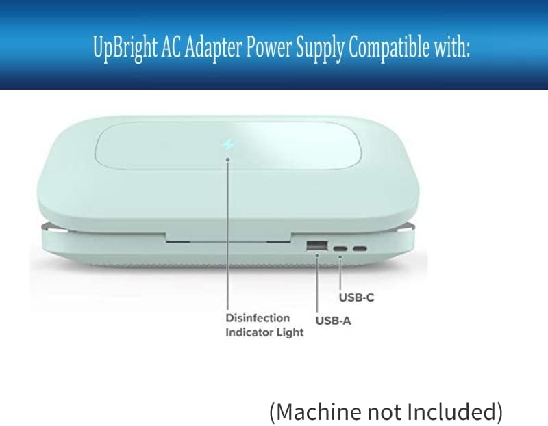 Адаптер UpBright 5V AC/DC Съвместим с PhoneSoap Pro PSPROv1C PSPROv1W PS500PRO-C UV-дезинфектант за смартфони и универсално