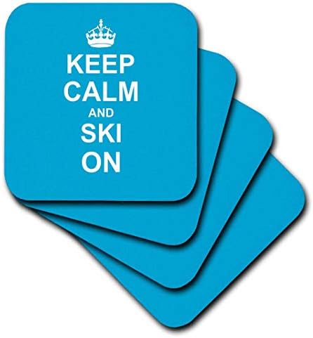 3. Запазете спокойствие и язди на ски - Blue Carry on Skiing - Подаръци за любители или професионални скиори - Весел хумор - Меки подложки, комплект от 8 (CST_157773_2)