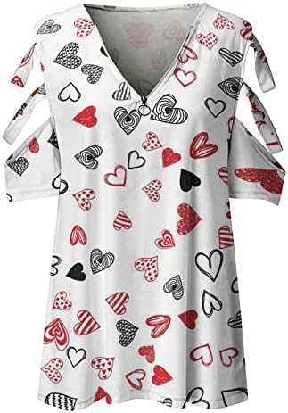 Дамски Ежедневни Тениска Y2k с Флорални принтом в Ретро стил, с цип, V-Образно Деколте, Къс Ръкав, Открита Тениска с
