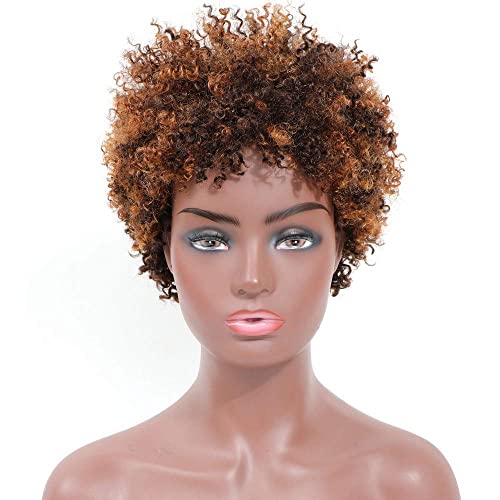 Ms Taj Къса Афро Къдрава Перуки, изработени от Човешка Коса за черни жени Бразилски Вирджински Къса Къдрава Перуки от
