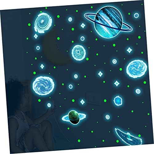 Abaodam 1 Комплект Вселената Planet Стикер За Стена, Подвижни, Стикери За Стена, Детски Стикери За Стена на Синьо Украшение