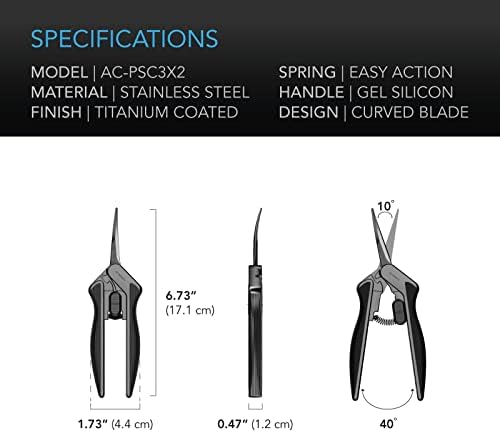 Извити Ножици за подстригване AC Infinity 6,6 от Неръждаема Стомана, 2 опаковки, Лек и Ергономичен Дизайн, Извити Прецизна