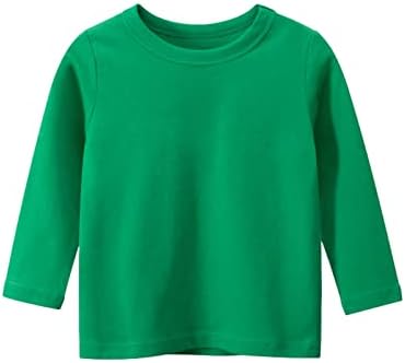 IFOTIME/ Базова тениска с дълъг ръкав за малки момичета и момчета, Ежедневни Тениски, потници, Обикновен комплект за момчета (1 зелен, 3-4 г.)
