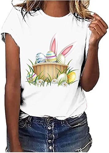 Великденски Блузи за Момичета, Дамски Тениски с образа на Смешно Зайчета, Тениски с Кръгло Деколте, Ежедневна Туника,