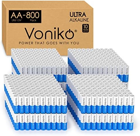 Voniko - Батерии премиум-клас тип АА - (800 броя в опаковка) - Алкални двойни батерии тип А - Тежкотоварни, запечатани