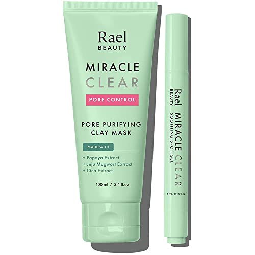 Rael Miracle Пакет - Глинена маска Miracle Clear за борба с пяна (3,4 течни унции) и гел Miracle Clear Soothing Spot