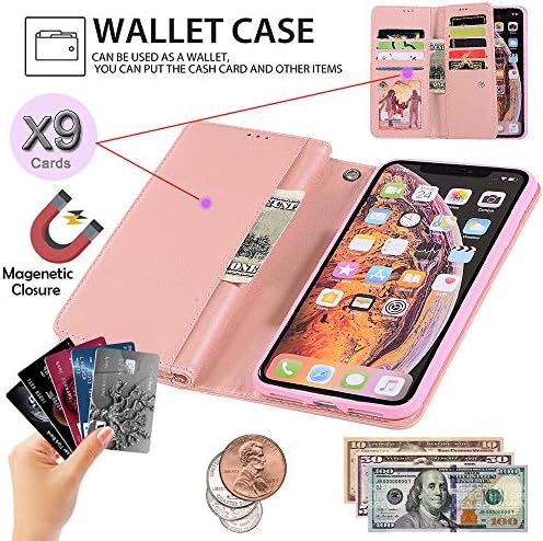 Чанта-портфейл Auker iPhone XR Bling с каишка за жени, 9 Притежателите на карти, Флип книга, Лъскав Кожен калъф-портфейл