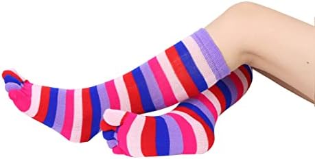 Benefeet Sox/ Дамски Чорапи до Коляното с 5 чорапи за момичета, Забавни Сладки Чорапи в Розово Райе с пръсти, Луди Чорапи-тръба с 5 пръста