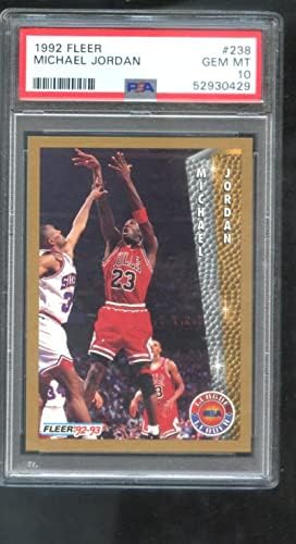 1992-93 Fleur #238 Майкъл Джордан PSA 10-Точкова Карта, Забивающий Лидер Лига на НБА - Баскетбол карта, без подпис