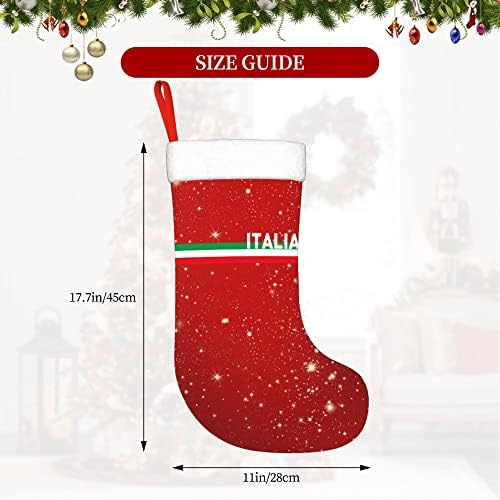 QG ZZX Коледни Чорапи с Бяла Супер Меки Плюшени Белезници Италия Италия Коледни Чорапи с Италиански Флаг Коледна Украса
