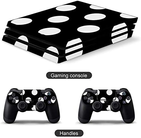GTYUI Black White Dots Скинове за контролер PS4-Стикер от PVC на цялото тяло, стикер-стикер за капак на контролера PS4-Изискана