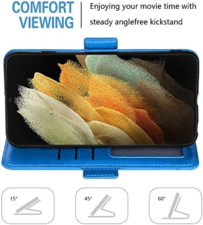 Asuwish е Съвместим с Samsung Galaxy S21 Ultra Glaxay S21ultra 5G Чанта-портфейл и Защитно фолио за екран от закалено Стъкло, Сгъваеми Каишка на Китката, Държач за карти, джоб за мобилен те