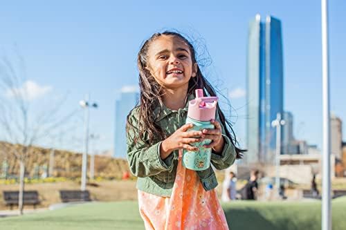 Просто Модерна Детска Бутилка за вода със Сламен капак | за многократна употреба Чаша от Неръждаема Стомана с Изолация