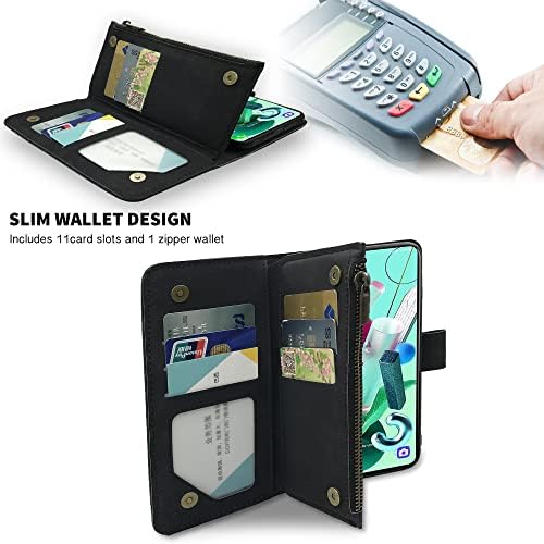 Съвместим с калъф-портфейл LG K92 5G и Винтажным Кожен калъф Премиум-клас с панти капак, Стойка за кредитни карти, Аксесоари за мобилни телефони, чантата-книга на преми?