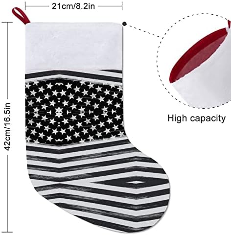 Черен Американски Флаг Коледни Окачени чорапи Чорапи за Коледно Камина Празничен Начало Декор