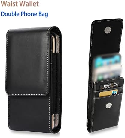 SDFGH Двоен Калъф Кожен Портфейл за Мобилен телефон със щипка за колан, Пътна Мъжки поясная чанта-кобур (Цвят: E, размер: 6,0-6,9 инча)