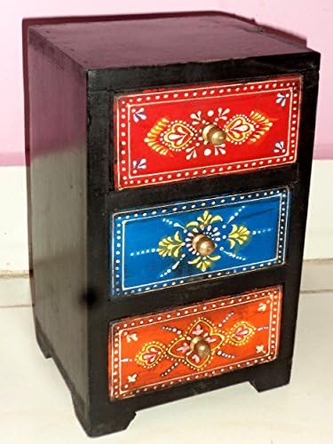Triveni Изкуство и Занаяти Невероятни Индийски Занаяти Дървена, Ръчно Рисувани С Релефна Кутия За Бижута Багажника Кутия за Домашен Декор