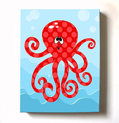 Темата за Под морето, на брега на океана - Художественото оформление на стените на детската стая на опънато платно - Възхитителен дизайн във формата на октопод, койт