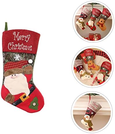 Чанта jojofuny Червени Чанти за подарък Чорапи на Дядо Коледа, Коледни чорапи Чорапи за Коледно парти Декорация за Коледната Елха Червени Коледни Чорапи за Подаръци Чо