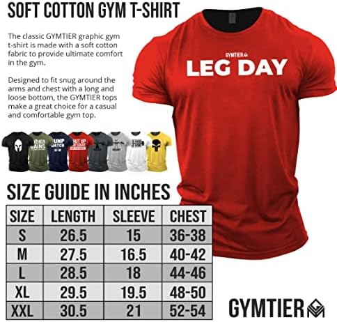 GYMTIER Leg Day - Тениска за бодибилдинг | Мъжка Тениска За фитнес, Облекло За тренировки