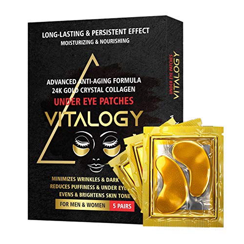 Vitalogy - Петна под очите тъмни кръгове, и бръчки | анти Стареене на маска от 24-каратово злато, подложки за отекших