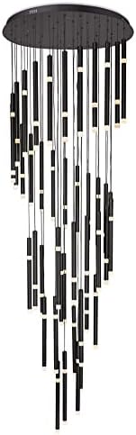 CWI Lighting Flute 30 54-Светлинна Модерна Метална led полилей черен цвят