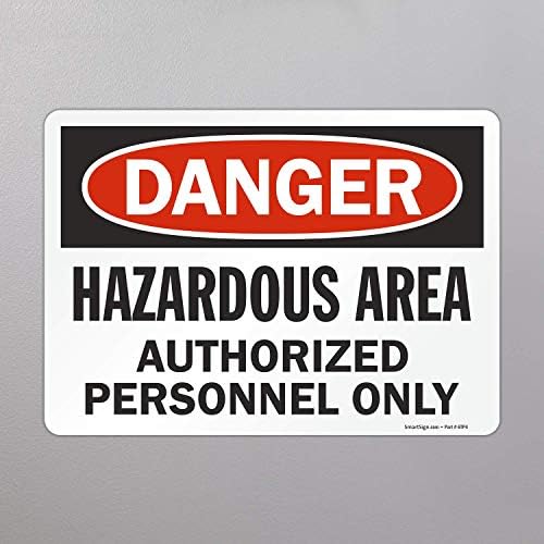 Стикер SmartSign Опасност - Опасната зона, само за упълномощен персонал | Ламиниран винил с размери 10 x 14 инча