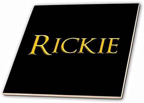 3dRose Рика-популярното мъжко име в САЩ. Очарователни плочки жълт цвят на черен (ct_349733_1)