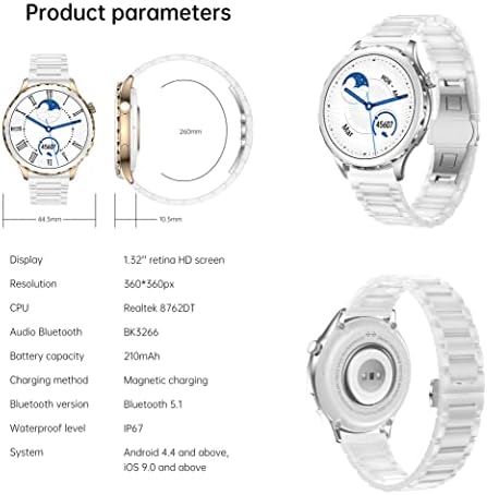 Aliwisdom Смарт часовници за жени, 1,32 Кръгли смарт часовник с HD-екран, Водоустойчив фитнес тракер, Спортни часовници