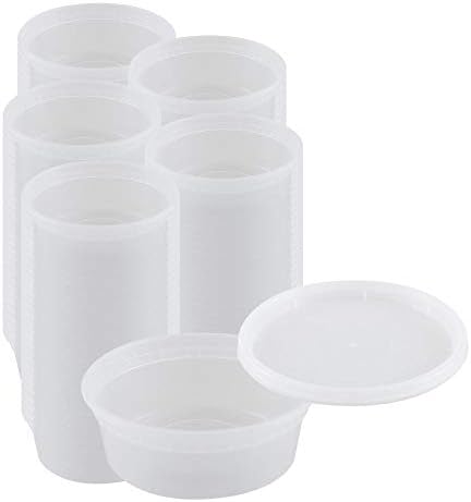 Контейнери за съхранение на храна Deli Cups [50 опаковки] Пластмасови контейнери по 8 унции с капаци за деликатеси, Супи,