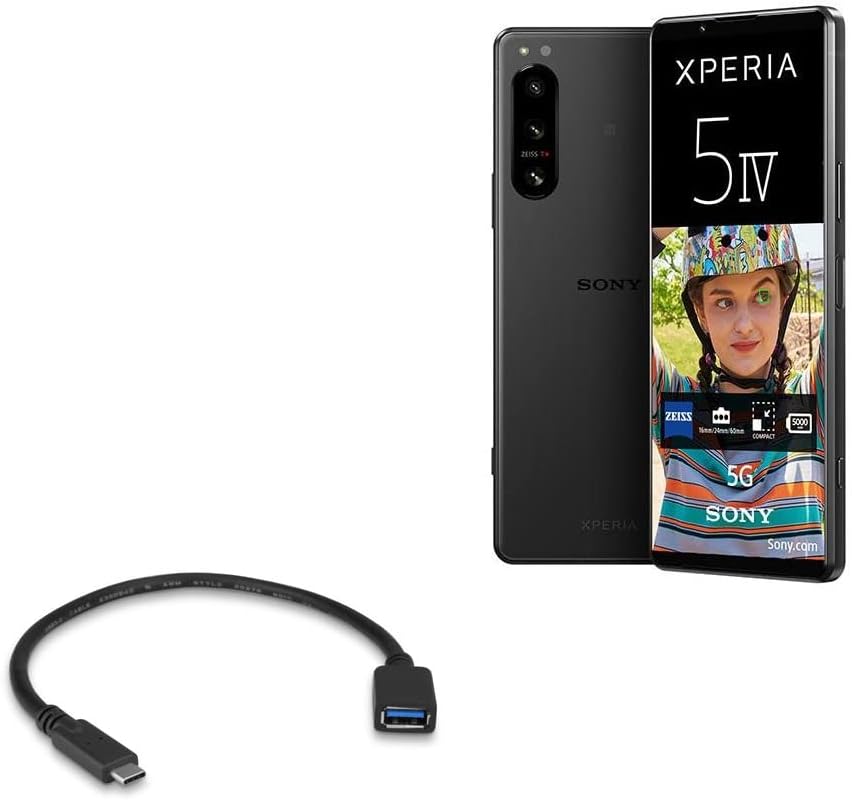 Кабел BoxWave, който е съвместим с Sony Xperia 5 IV (кабел от BoxWave) USB адаптер за разширяване, добавете свързано