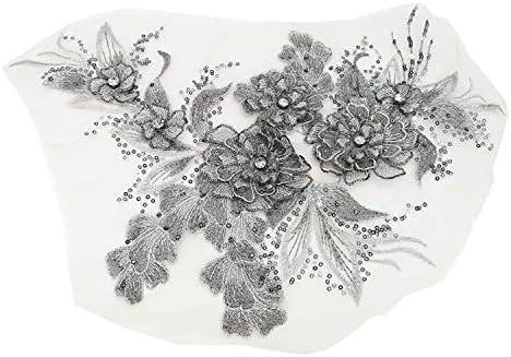3D Лейси Плат с Флорални Лист, Расшитое Пайети Рокля, Апликации, Яка, Окото, Нашивка за направи си САМ Сватбена Вечерна