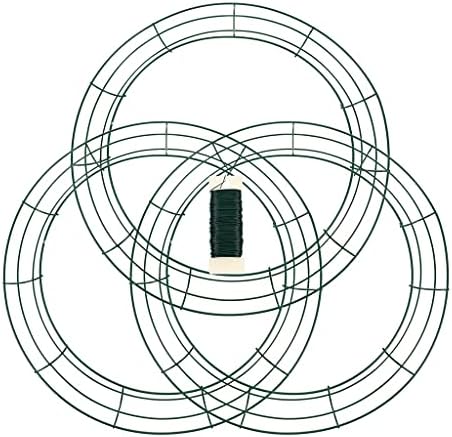 GFDFD 3шт САМ Зелен Жично през Цялата Венец Пръстени Жично Венец Рамка с 1 Рулоном тел (Цвят: зелен, размер: 40x40 см)