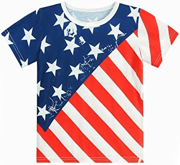 Тениски Eulla 4 юли за момчета, Тениска с американския Флаг за Деца, Ден на Независимостта, на Четвърти юли, Тениска