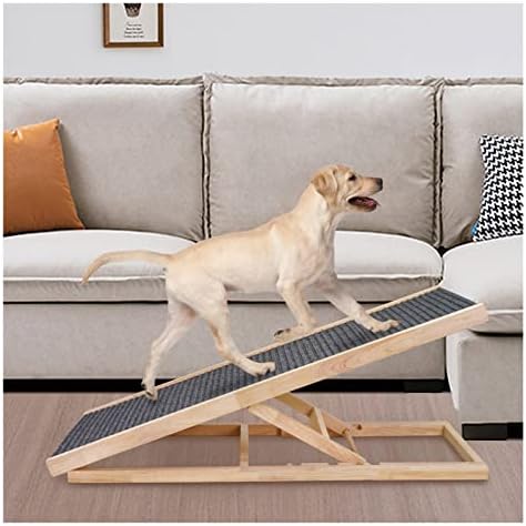 Дървена рампа за кучета за Високи легла/дивани /джипове, Преносим Сгъваема Рампа за кучета и котки, Регулируем стълба
