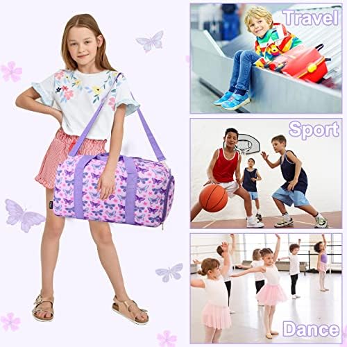 Спортна Чанта за момичета в нощта, Детска Спортна чанта RAVUO със Сладка пеперуда и Отделение за обувки, Чанта за носене