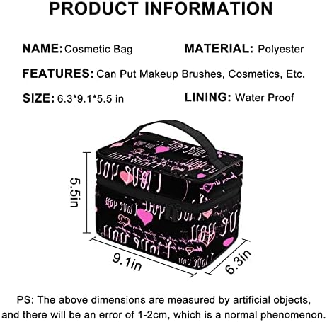 Косметичка DASMUS, Голяма Косметичка с Готическа текст обичам Те, Пътна Косметичка, Косметичка за Грим, Преносима Чанта-Органайзер