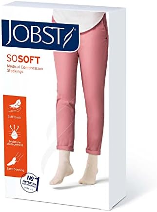 Компресия чорапи JOBST soSoft, 8-15 мм hg. супена с Височина до коляното, В рубчик, Със затворени пръсти