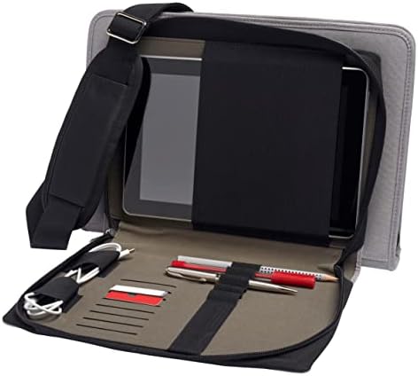 Калъф-месинджър за лаптоп Broonel от сива кожа, Съвместим с 13,3-инчов лаптоп Dell XPS 13 9305 FHD