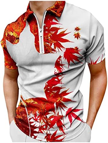 Лятна мъжка Жилетка в Хавайски стил, С Къс ръкав с цип, Модна Тениска