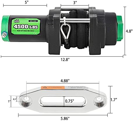 Комплект електрически лебедки за off road глиган с тегло от 4500 паунда за UTV/ ATV, Лебедка със синтетични тросом 12