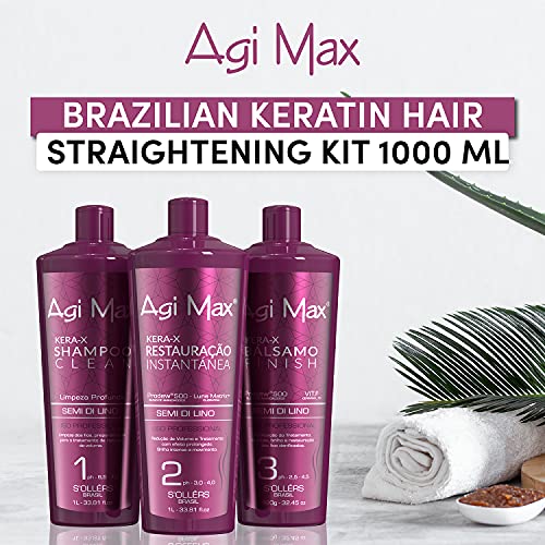 Комплект за грижа за косата Agi Max с бразилски естествения кератин изправяне на къдрици и вълна, намаляване на сухи