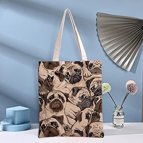 Дамски Холщовая Скъпа Чанта-Тоут за куче порода Пекинез, Множество Продуктова Чанта, дамска Чанта за Ежедневието Пътни