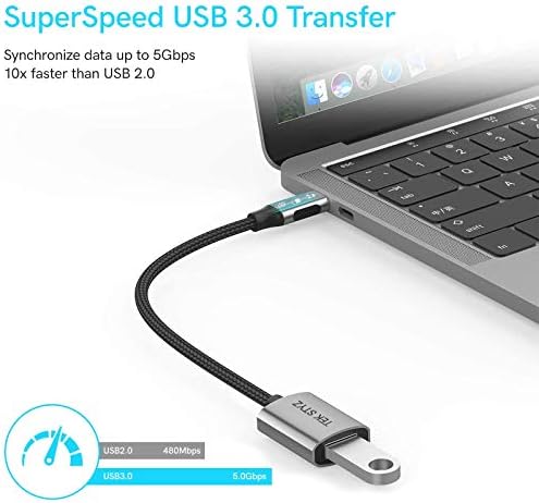 Адаптер Tek Styz USB-C USB 3.0 е подходящ за Samsung SM-T500 OTG Type-C/PD мъжки USB 3.0 женски конвертор. (5 gbps)