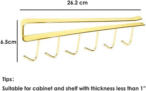 Закачалка за кухненски прибори, 2 броя, Вратовръзки, Колани и Шал, Закачалка за куки Под шкаф, шкаф Без пробиване (Златен)