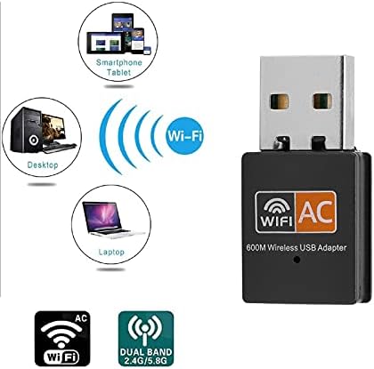 USB WiFi Адаптер за PC/настолен компютър/лаптоп, Мини-WiFi приемник 600 Mbit/s С Поддръжка на 2,4 G/5G WiFi, двойна лента