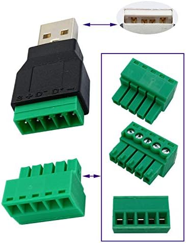 Адаптер на винт клеммной подложки AAOTOKK A USB 2.0 конектор USB 2.0 A от щепсела до 5-пинови/позиционни гнездото болтови
